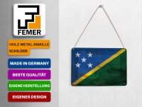 Blechpostkarte Flagge Salomonen 14x10 cm Solomon Islands Rost Deko Schild