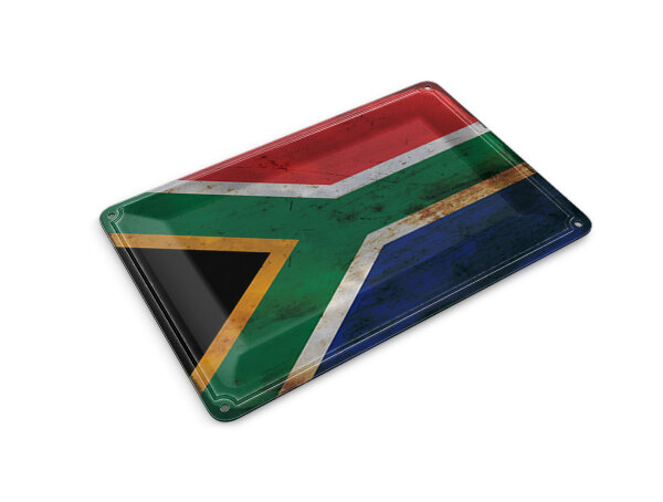 Blechpostkarte Flagge Südafrika 14x10 cm South Africa Rost Deko Schild