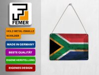 Blechpostkarte Flagge Südafrika 14x10 cm South Africa Rost Deko Schild