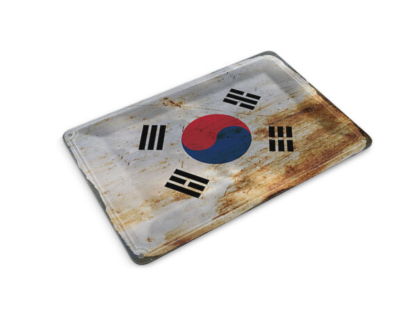 Blechpostkarte Flagge Südkorea 14x10cm Flag South Korea Rost Deko Schild
