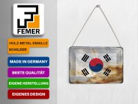 Blechpostkarte Flagge Südkorea 14x10cm Flag South Korea Rost Deko Schild