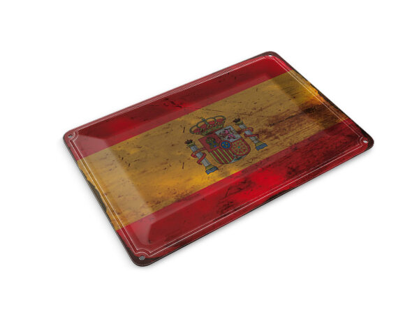 Blechpostkarte Flagge Spanien 14x10 cm Flag of Spain Rost Deko Schild