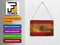 Blechpostkarte Flagge Spanien 14x10 cm Flag of Spain Rost Deko Schild