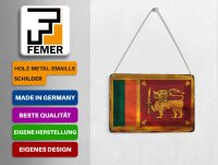 Blechpostkarte Flagge Sri Lanka 14x10 cm Flag Sri Lanka Rost Deko Schild