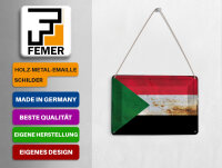 Blechpostkarte Flagge Sudan 14x10 cm Flag of Sudan Rost Deko Schild