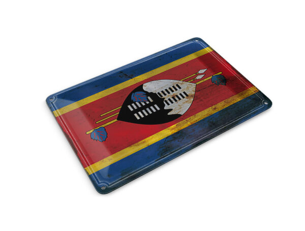 Blechpostkarte Flagge Swasiland 14x10 cm Flag Eswatini Rost Deko Schild