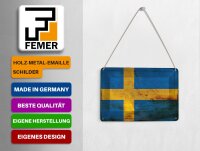 Blechpostkarte Flagge Schweden 14x10 cm Flag of Sweden Rost Deko Schild