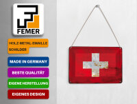Blechpostkarte Flagge Schweiz 14x10 cm Flag Switzerland Rost Deko Schild