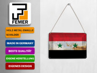 Blechpostkarte Flagge Syrien 14x10 cm Flag of Syria Rost Deko Schild