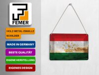 Blechpostkarte Flagge Tadschikistan 14x10 cm Tajikistan Rost Deko Schild