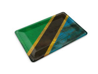 Blechpostkarte Flagge Tansania 14x10 cm Flag of Tanzania Rost Deko Schild