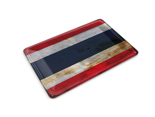 Blechpostkarte Flagge Thailand 14x10 cm Flag of Thailand Rost Deko Schild