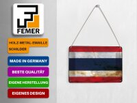 Blechpostkarte Flagge Thailand 14x10 cm Flag of Thailand Rost Deko Schild