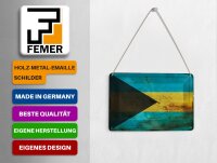 Blechpostkarte Flagge Bahama 14x10 cm Flag of Bahamas Rost Deko Schild