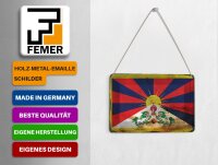 Blechpostkarte Flagge Tibet 14x10 cm Flag of Tibet Rost Deko Schild