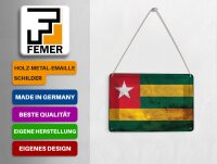 Blechpostkarte Flagge Togo 14x10 cm Flag of Togo Rost Deko Schild