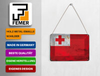 Blechpostkarte Flagge Tonga 14x10 cm Flag of Tonga Rost Deko Schild