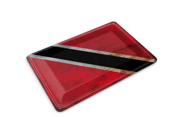 Blechpostkarte Flagge Trinidad und Tobago 14x10 cm Flag Rost Deko Schild
