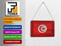 Blechpostkarte Flagge Tunesien 14x10 cm Flag of Tunisia Rost Deko Schild