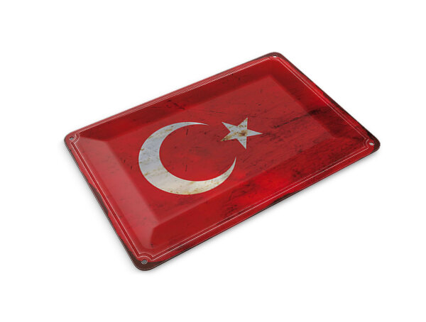 Blechpostkarte Flagge Türkei 14x10 cm Flag of Turkey Rost Deko Schild