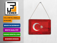 Blechpostkarte Flagge Türkei 14x10 cm Flag of Turkey Rost Deko Schild