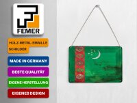 Blechpostkarte Flagge Turkmenistan 14x10 cm Turkmenistan Rost Deko Schild