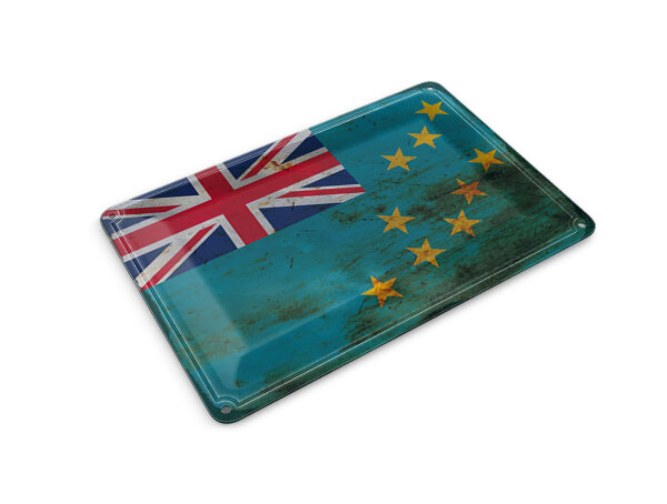 Blechpostkarte Flagge Tuvalu 14x10 cm Flag of Tuvalu Rost Deko Schild