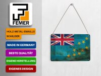Blechpostkarte Flagge Tuvalu 14x10 cm Flag of Tuvalu Rost Deko Schild