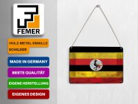 Blechpostkarte Flagge Uganda 14x10 cm Flag of Uganda Rost Deko Schild