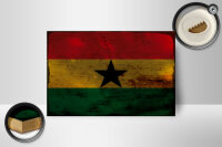 Holzschild Flagge Ghana 18x12 cm Flag of Ghana Rost Dekoration