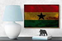 Holzschild Flagge Ghana 18x12 cm Flag of Ghana Rost Dekoration