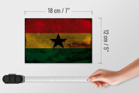 Holzschild Flagge Ghana 18x12 cm Flag of Ghana Rost Dekoration
