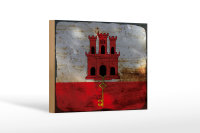 Holzschild Flagge Gibraltar 18x12 cm Flag Gibraltar Rost...
