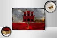 Holzschild Flagge Gibraltar 18x12 cm Flag Gibraltar Rost Dekoration
