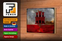 Holzschild Flagge Gibraltar 18x12 cm Flag Gibraltar Rost Dekoration