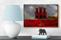 Holzschild Flagge Gibraltar 18x12 cm Flag Gibraltar Rost Dekoration