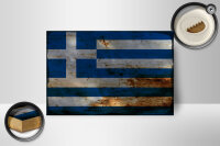Holzschild Flagge Griechenland 18x12 cm Flag Greece Dekoration Rost