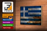 Holzschild Flagge Griechenland 18x12 cm Flag Greece Dekoration Rost