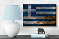 Holzschild Flagge Griechenland 18x12 cm Flag Greece Dekoration Rost