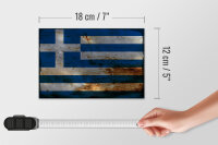 Holzschild Flagge Griechenland 18x12 cm Flag Greece Dekoration Rost