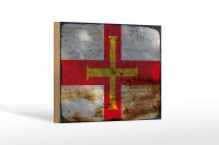 Holzschild Flagge Guernsey 18x12 cm Flag of Guernsey Rost...