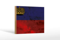 Holzschild Flagge Liechtenstein 18x12 cm Flag Rost...