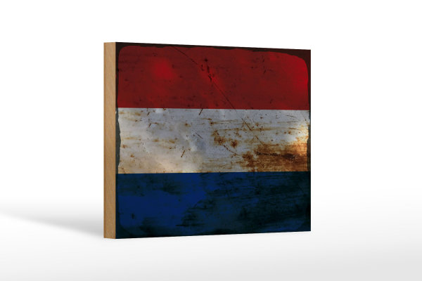 Holzschild Flagge Niederlande 18x12 cm Netherlands Rost Dekoration