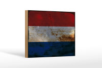 Holzschild Flagge Niederlande 18x12 cm Netherlands Rost...