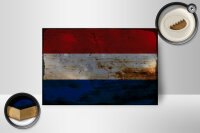 Holzschild Flagge Niederlande 18x12 cm Netherlands Rost Dekoration