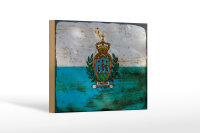 Holzschild Flagge San Marino 18x12 cm San Marino Rost...