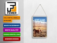 Blechpostkarte Reise 10x14 cm Island Pony Islandic horse