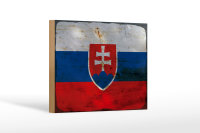 Holzschild Flagge Slowakei 18x12 cm Flag of Slovakia Rost...