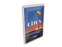 Blechpostkarte Reise 10x14 cm Gijon Spanien Sonnenuntergang Meer Deko