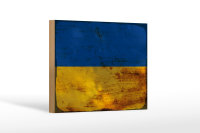 Holzschild Flagge Ukraine 18x12 cm Flag of Ukraine Rost...